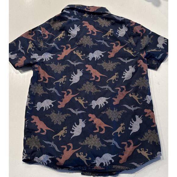 Maximus Rex Size 6 Dinosaur Print Button Front Shirt 100% Cotton Short Sleeve - Picture 3 of 6